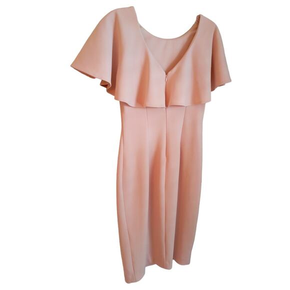 Calvin Klein Flutter Sleeve Dress Women's Size 2 Light Pink Knee Length Lined - Picture 6 of 14
